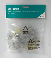 Movo WS-RD12 Furry Windscreen Fitted for 12m Lavalier Microphones Two Pack
