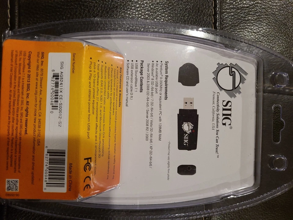 SIIG SoundWave 7.1 Channel Virtual Surround Sound USB Audio Adapter Ships Free! - Image 3 of 4