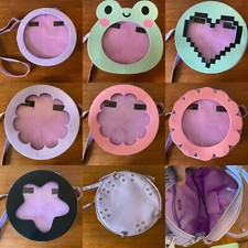 Purple Circle Ita Pin Crossbody Bag Purse With Interchangeable Front Panels