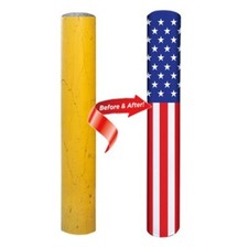 Bollard Cement Post Fabric Cover Strech fit Weather Resistant USA Holiday