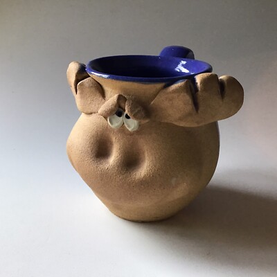 Mega Moose Mug Pottery Coffee Cup Clay Handmade 3D Purple Blue Color Comic  16oz | eBay