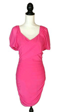 Zesica Dress Womens L Pink Lined Stretch Short Sleeve V Neck Bodycon Short Dress