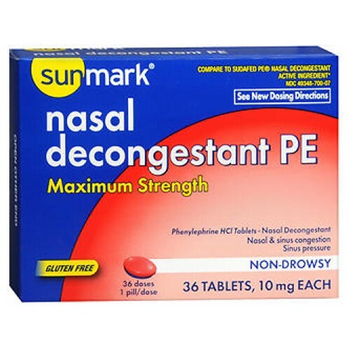 Sunmark Nasal Decongestant Pe Maximum Strength 36 Tabs OvertheCounter