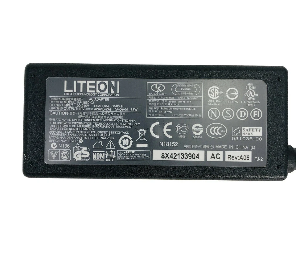 正品 Liteon 交流电源适配器 适用于宏碁 Aspire M3-581TG M3-581T M5-481T 原始设备制造商 — 第 2/4 张图片