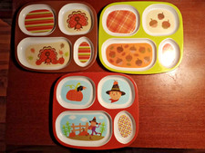 Horizon Group SET OF 3 Child/Kids Divided Melamine Plates  Fall Thanksgiving