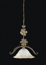 LAMPADARIO SOSPENSIONE A SOFFITTO IN FERRO BATTUTO CAMPANA VETRO CUCINA CAMERA