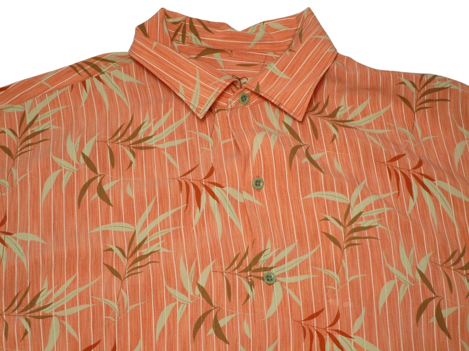 Tommy Bahama Men's Size - L Orange Stripe Floral Tencel Lyocell Hawaiian Shirt