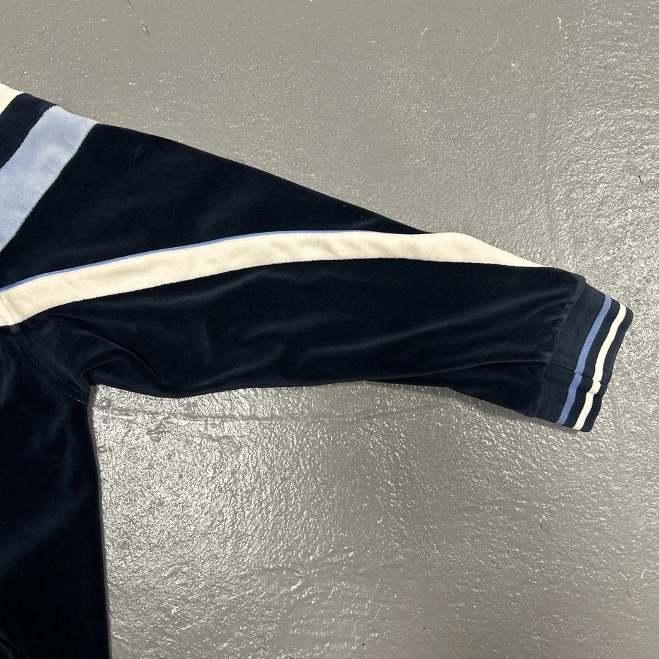 复古 Fila Velour 轨道夹克拉链海军蓝 M 码 — 第 3/4 张图片