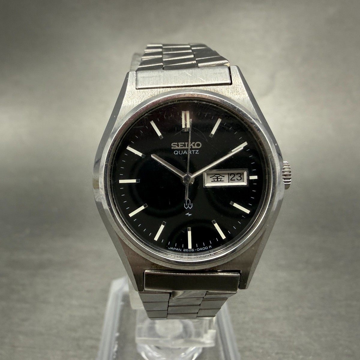 Seiko Watch Women 26mm Black Dial Silver Tone Daydate 2626-0050