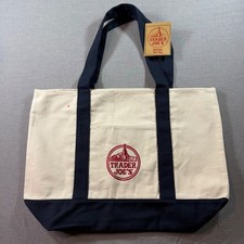 Trader Joe's Canvas Tote Bag Unisex OS Navy Blue NWT Spotted Reusable Grocery