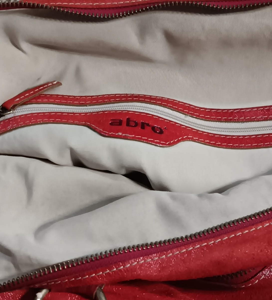 Vintage Y2K Abro Women's Red Leather Messenger Shoulder Purse Hand