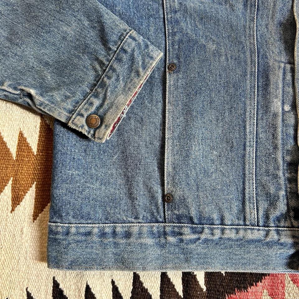 复古 20 世纪 70 年代 80 年代牧马人铆钉口袋牛仔夹克尺寸 XL — 第 3/4 张图片