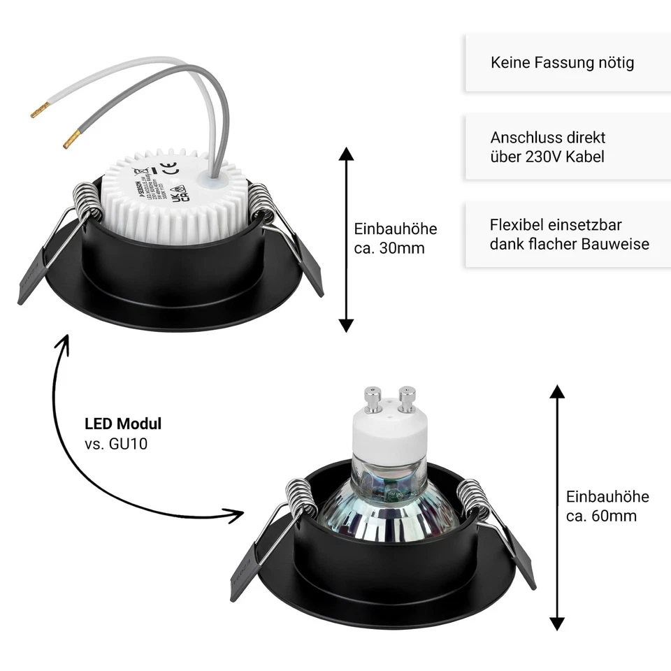 ® LED Modul 5W ultra flach ø50x26mm für Einbaustrahler warmweiß 3000K 400lm 2... - Bild 3 von 4