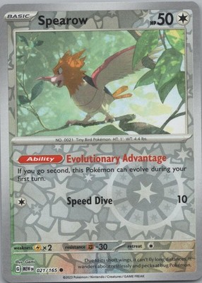 Spearow 021/165 Common 151 Pokemon Reverse Holo Near Mint
