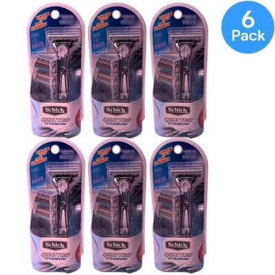 Schick Quattro Titanium Razor + Cartridges 6 Pack New