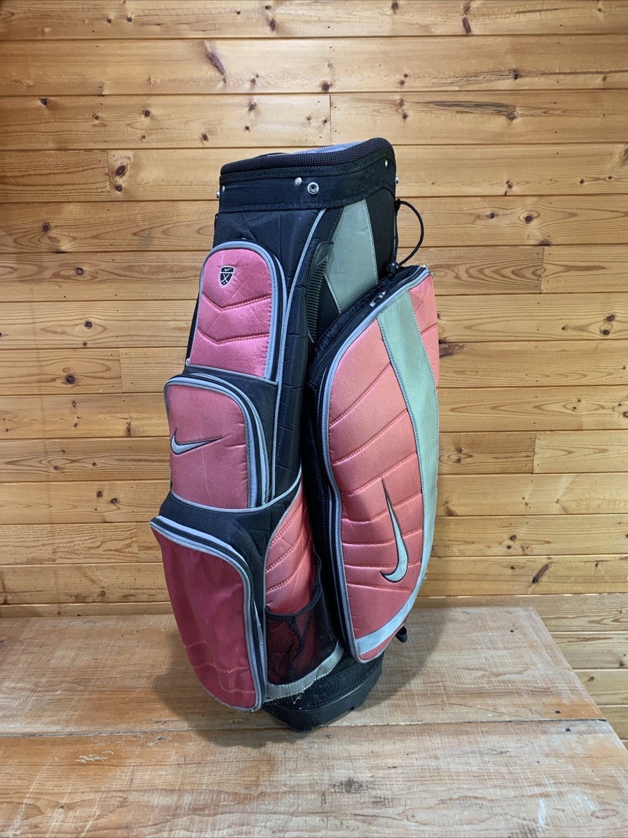 Vintage Nike Golf Red/Black 14-Way Staff Golf Bag with Raincover