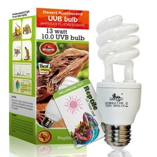 UVA UVB Light Reptile Bulb 10.0 13W Desert Compact Fluorescent Terrarium Lamp...