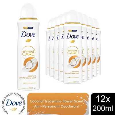 Dove Advanced Care Antitranspirant Deo Kokos & Jasmin Blütenduft 200ml, 12er Pack