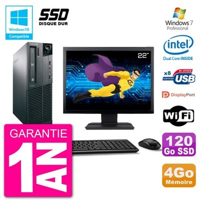 PC Lenovo M82 SFF Bildschirm 22'' G2020 RAM 4GB SSD 120GB DVD-Brenner Wifi W7