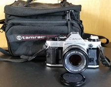 Canon AE-1 Program 35mm SLR Film Camera W/50mm 1:1.8 Lens Film Tested & Working