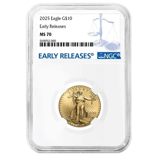 2025 $10 American Gold Eagle 1/4 oz NGC MS70 ER Blue Label