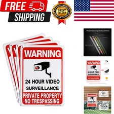 4-Pack Private Property No Trespassing Sign, Video Surveillance Signs Outdoor...