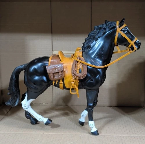 Vintage Marx toy Toy Horse Black & White with Saddle and Accessories