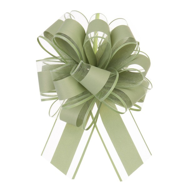 "5Stk 6\" GroßE Ziehschleife Organza Geschenkverpackung Schleifenband, Armee GrüN"-image