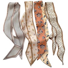 4Pcs Fashion Scarves for Women, Multifunctional Boho Scarves Headbands Satin ...