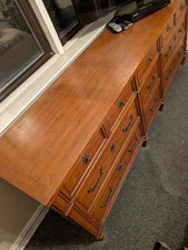 VINTAGE 1960s/70s Wood Dresser Colonial Style 12 Drawer with Damaged Top...