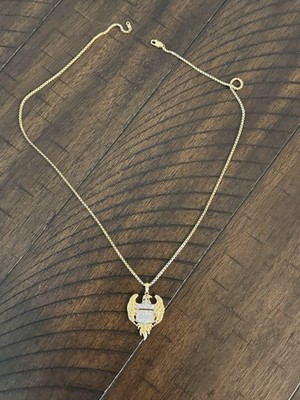 Diamant Adler Flagge Anhänger 1/2 ct. 24K Gold Vermeil 22 Zoll