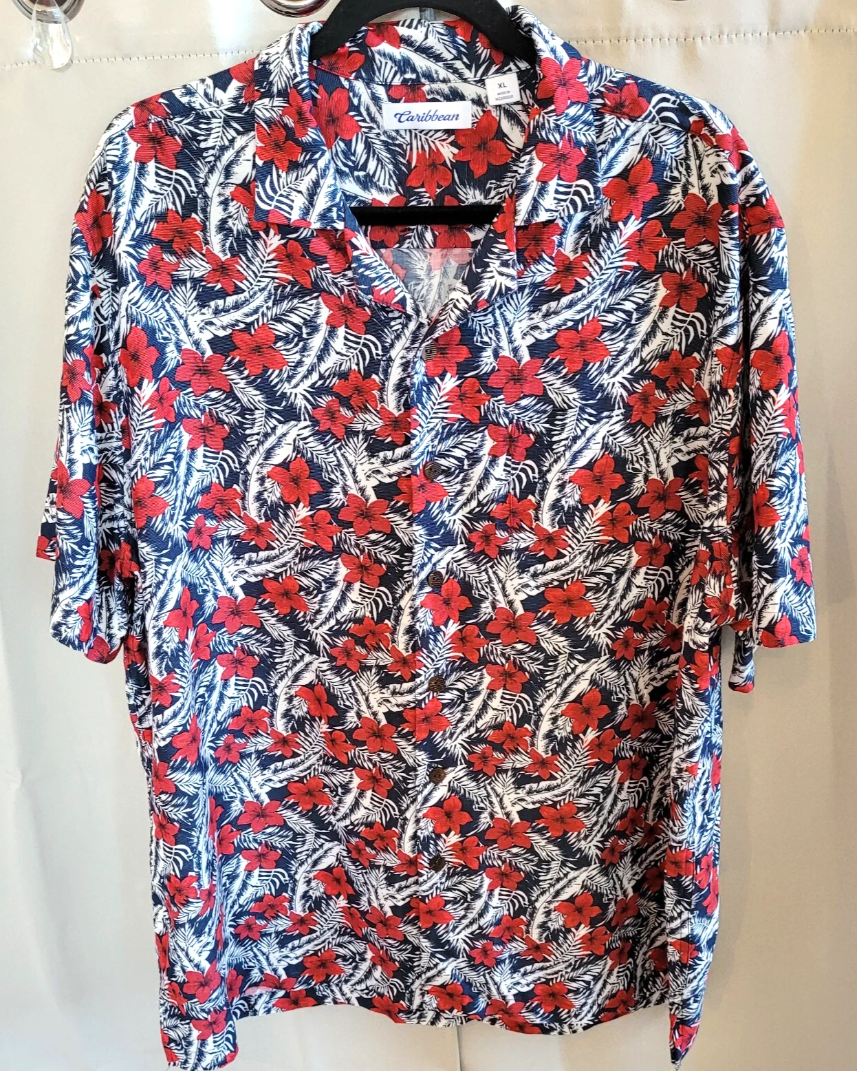 Caribbean Men Shirt Oversized XL Floral Modal Blend Hawaiian Tropical 16579