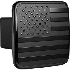 Usa Flag Trailer Hitch Cover Plug Fits 2.5 Receiver Black Aluminum Rubber