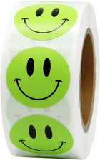 Happy Face Stickers Roll Circle Dots Paper Labels Reward Stickers Teachers Stick
