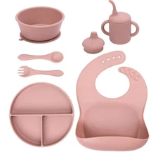 Silicone Baby Feeding Set, Suction Plate Bowl Set, Self 8 Piece Gift Set For🤱