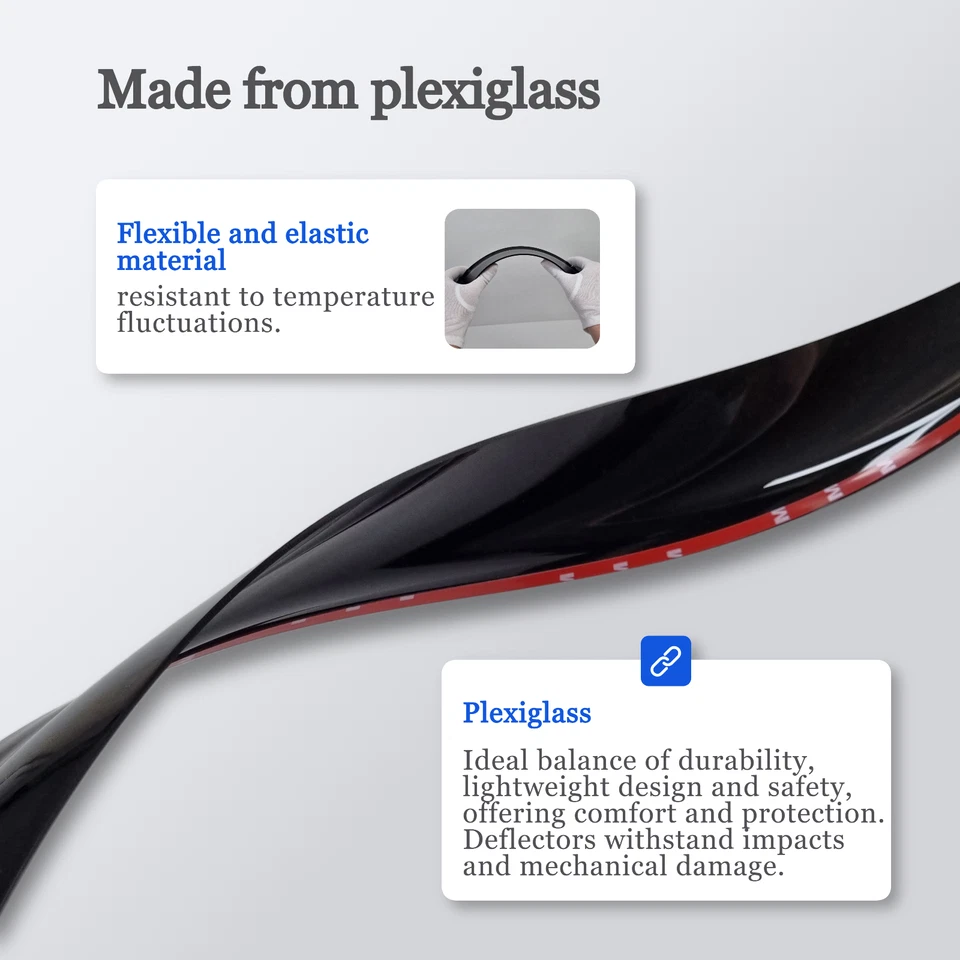 Paraseras de ventana con cinta adhesiva de 4 piezas protectores de lluvia para deflectores de viento Hyundai Equus 2009-16 Foto 3 de 4