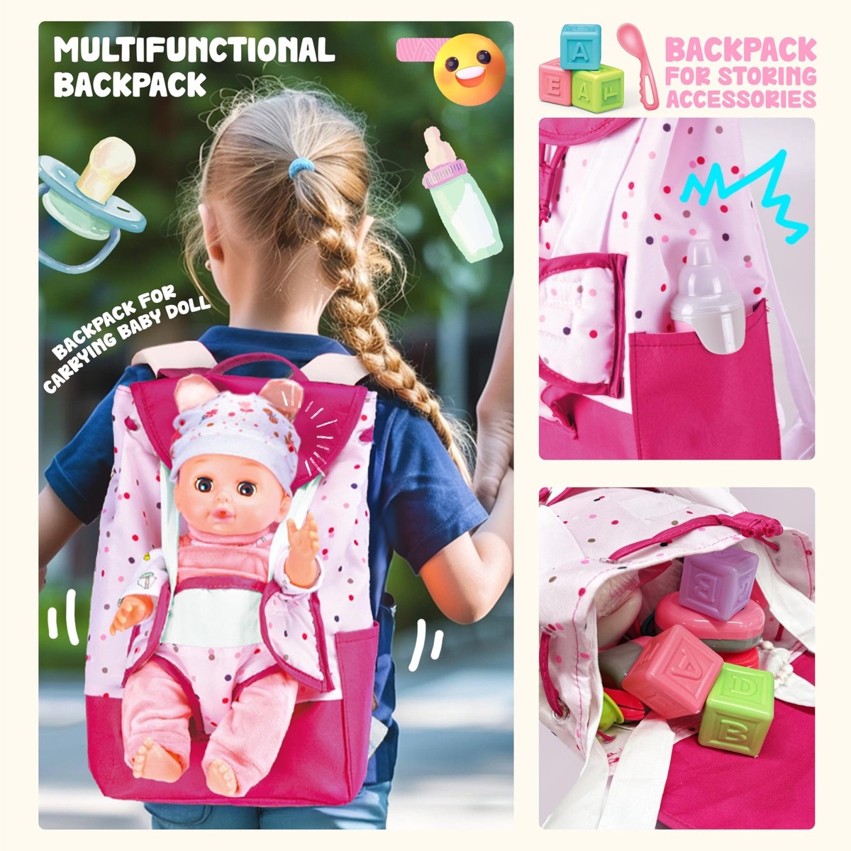anti lost hello kitty backpacks Hello Kitty Doll Detachable Anti-Lost Strap Backpack Lightweight Air-Mesh