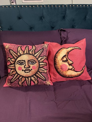 #ad VTG 90s Celestial Decorative Pillow Cases Sun Moon Stars Whimsigoth Set $35.00