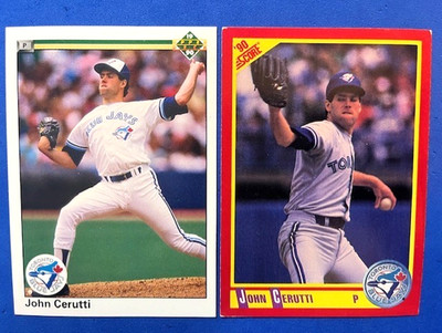 John Cerutti 1990 Upper Deck & 1990 Score Baseball - Blue Jays