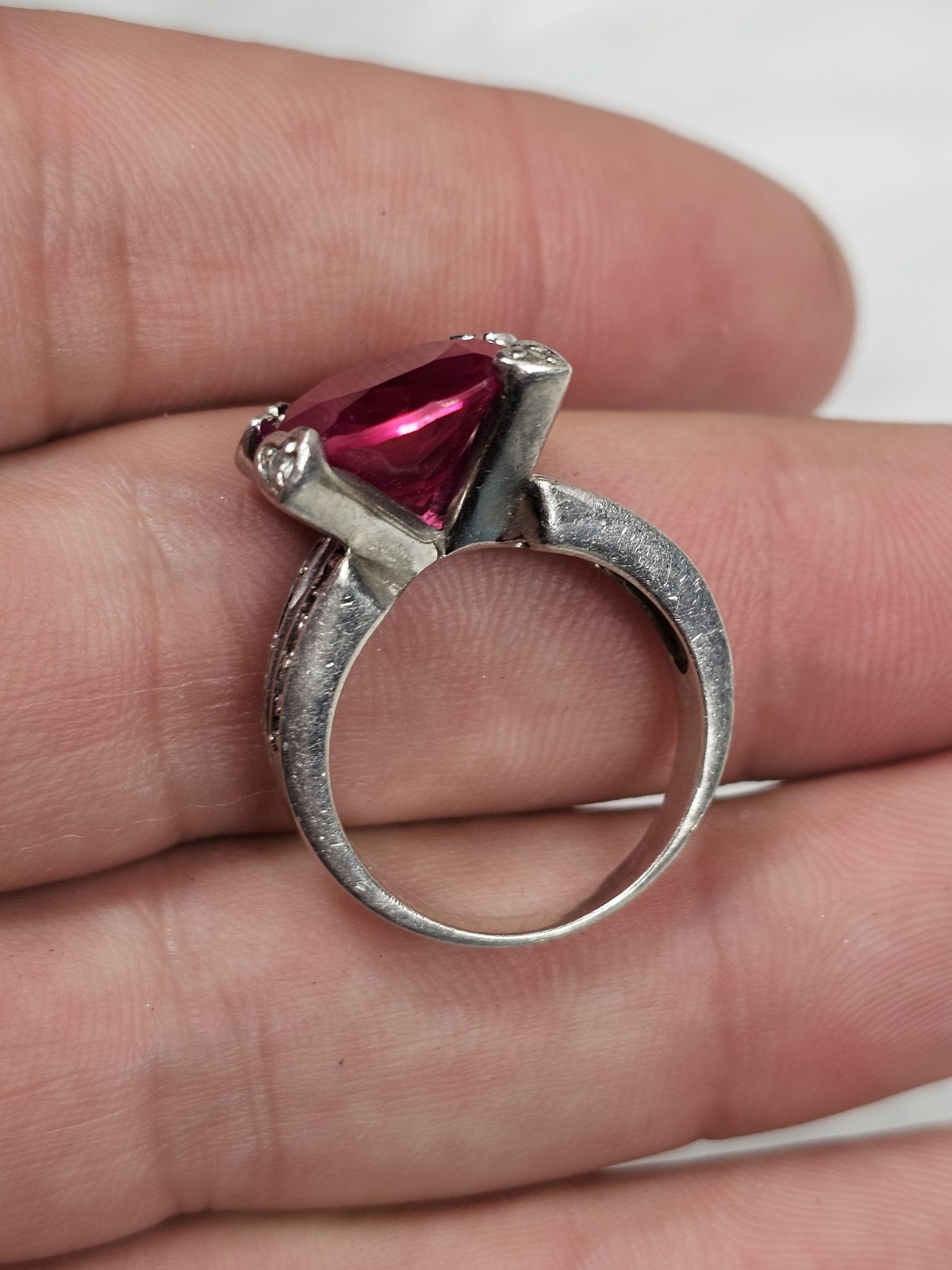 Estate Silver 925 Ruby Ring For Wedding Sterling … - image 7