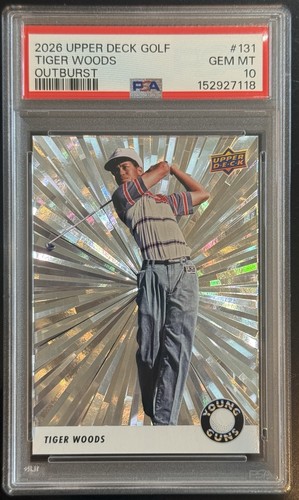 2026 UPPER DECK GOLF YOUNG GUNS  TIGER WOODS OUTBURST  PSA 10 POP  7 WOW!!