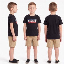 Levi's Little Boys Khaki Shorts Black T-Shirt Outfit Set Size M 5-6 years