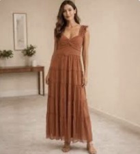 MAX STUDIO Mesh Sleeveless Maxi Dress In Cedrwood-cedarwood