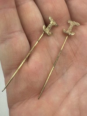 2 Cocktailstäbchen Vintage Gold auf Silber 0,835 weltweit erhältlich