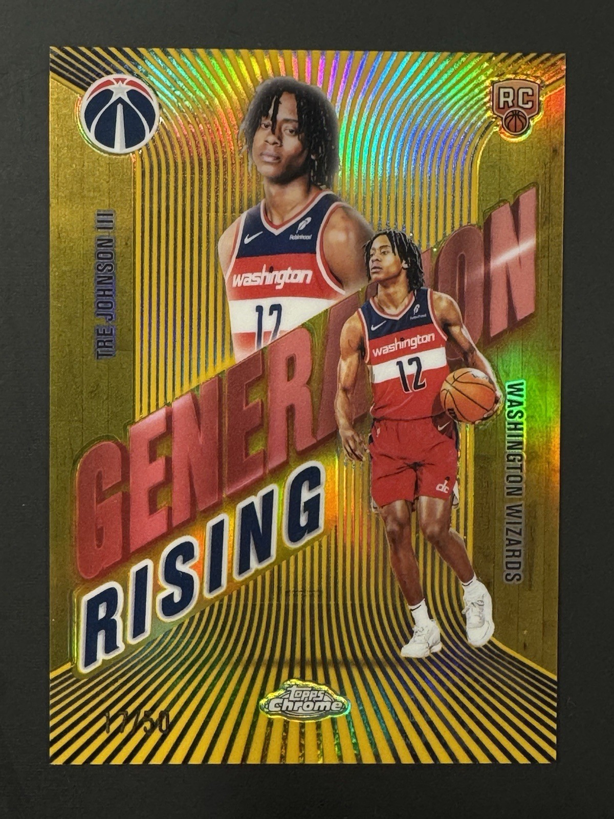 2025-26 Topps Chrome Tre Johnson lll Generation Rising Gold /50 Wizards