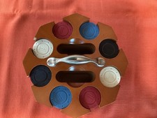 Vintage  Bakelite  Poker Chip Set by ES Lowe w/Caddy  Clay Chips