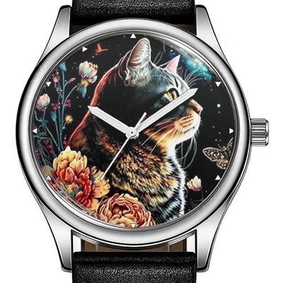 Katze seltene trendige 38mm Zifferblatt Armbanduhr