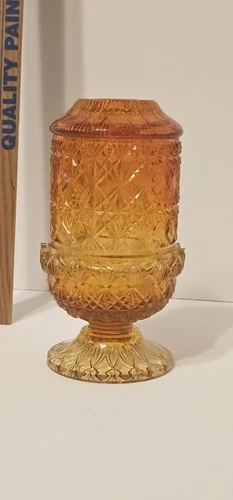 Fenton Fine Cut And Block Amberina Fairy Lamp READ DESCRIPTION