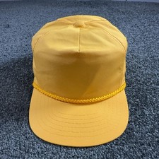 KC Hat Cap Baseball Strap Back Yellow Mens One Size Twill Blank Rope Braid