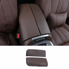 Brown Leather Middle Console Armrest Box Cover Trim For BMW X5 G05 2019-2021 2X